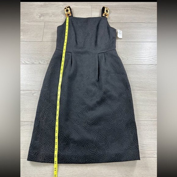 Kay Unger Black Gold Hardware Cocktail Holiday Party Dress - Picture 13 of 15